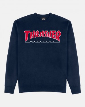 Crewneck Thrasher Magazine Outlined Crewneck Azul Marino Azules | JKN-726831