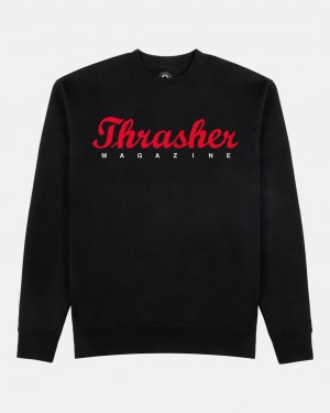Crewneck Thrasher Magazine Script Crewneck Negros | QOW-613807