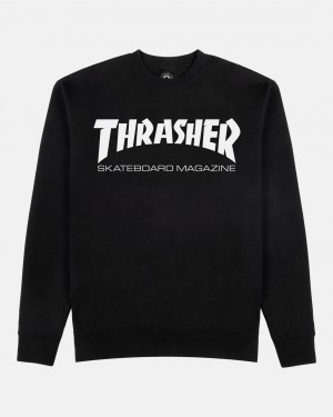 Crewneck Thrasher Magazine Skate Mag Crewneck Negros | JLG-157236