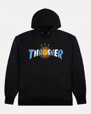 Hoodies Thrasher Magazine Argentina Estrella Hoodie Negros | GWS-104637