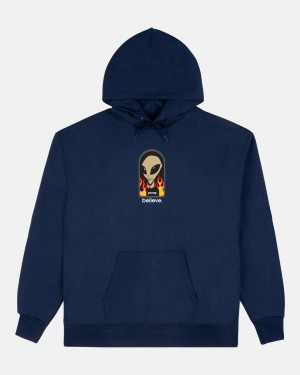 Hoodies Thrasher Magazine Believe Hoodie Azul Marino Azules | NVD-019452