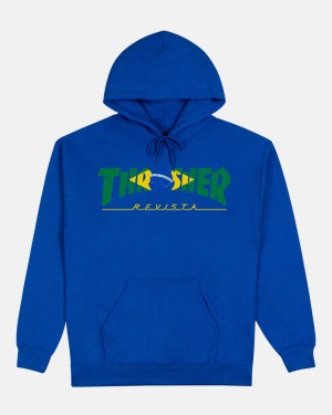 Hoodies Thrasher Magazine Brazil Revista Hoodie Azul Rey Azules | IDS-284759