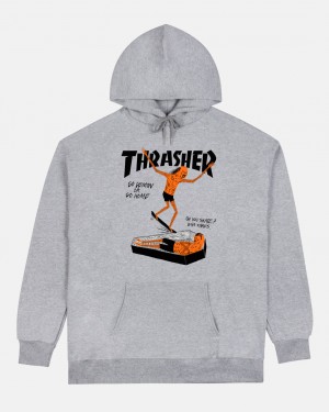 Hoodies Thrasher Magazine Coffin by NECKFACE Hoodie Grises | HNE-902748