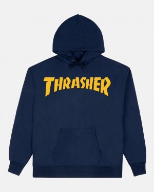 Hoodies Thrasher Magazine Cover Logo Hoodie Azul Marino Azules | QJX-405786