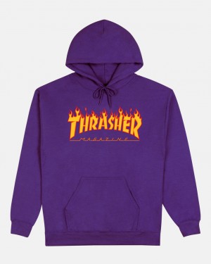 Hoodies Thrasher Magazine Flame Hoodie Morados | HYN-138064