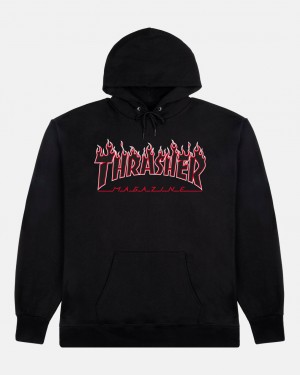 Hoodies Thrasher Magazine Flame Hoodie Negros Rojos | MVL-052817