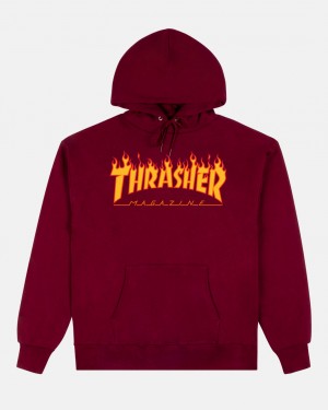 Hoodies Thrasher Magazine Flame Hoodie Vino Granate | FST-217085