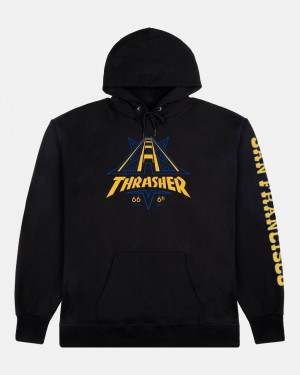 Hoodies Thrasher Magazine GOLDEN GATE DUB - HOODIE - BLACK Hoodie Negros | QFM-963102