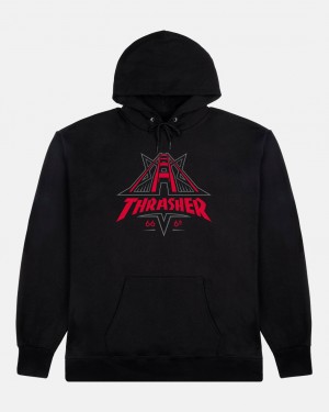 Hoodies Thrasher Magazine Golden Gate Hoodie Negros | ICA-126789