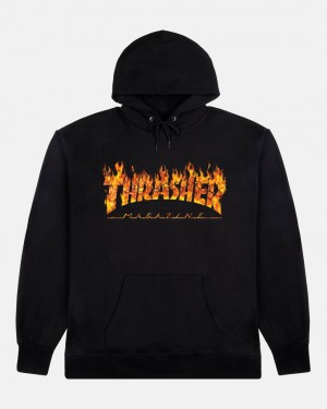 Hoodies Thrasher Magazine Inferno Hoodie Negros | JUG-582634