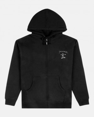 Hoodies Thrasher Magazine Little Gonz Full-Zip Hoodie Negros | EPW-532168