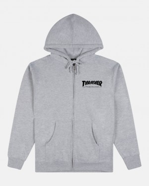 Hoodies Thrasher Magazine Mag Logo Full-Zip Hoodie Grises | BPL-975420
