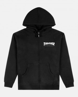 Hoodies Thrasher Magazine Mag Logo Full-Zip Hoodie Negros | UVH-481739