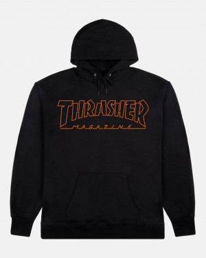 Hoodies Thrasher Magazine Outlined Hoodie Negros Naranjas | BJR-057421