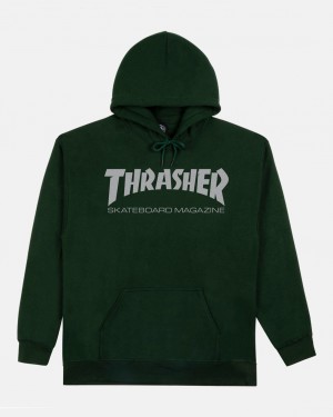 Hoodies Thrasher Magazine Skate Mag Hoodie Verdes Grises | YFQ-478206
