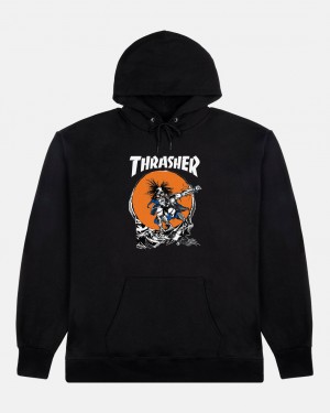 Hoodies Thrasher Magazine Skate Outlaw Hoodie Negros | GMV-804792