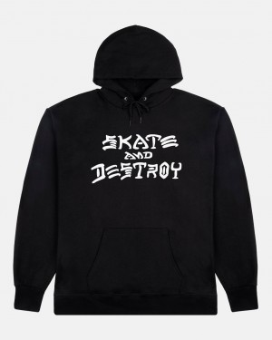 Hoodies Thrasher Magazine Skate and Destroy Hoodie Negros | WRF-346972