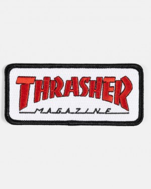 Pins & Patches Thrasher Magazine Outlined Patch Blancos Rojos | QOU-837965