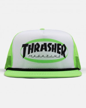 Sombreros Thrasher Magazine Ellipse Trucker Verdes | UNM-453291