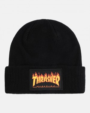 Sombreros Thrasher Magazine Flame PATCH Headwear Negros | OQZ-201865