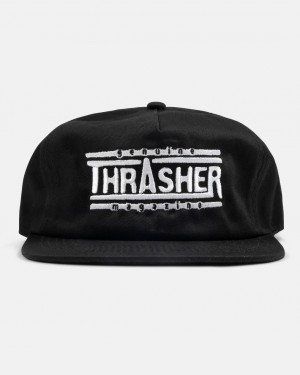 Sombreros Thrasher Magazine Genuine Snapback Negros | EDB-568290