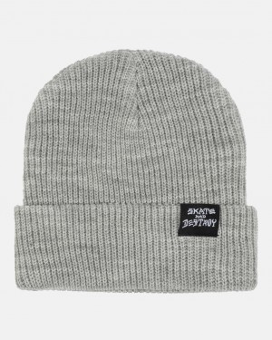 Sombreros Thrasher Magazine Skate and Destroy Beanie Grises | SQM-947568