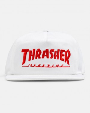 Sombreros Thrasher Magazine THRASHER MAG Snapback Blancos | AEK-428705
