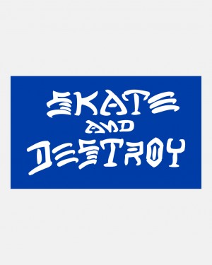 Stickers Thrasher Magazine Skate and Destroy Sticker Azules Blancos | WIH-863942