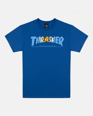 T-Shirts Thrasher Magazine Argentina Revista T-Shirt Azul Rey Azules | CKY-971408