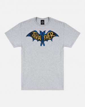 T-Shirts Thrasher Magazine Bat T-Shirt Grises | QJH-803927