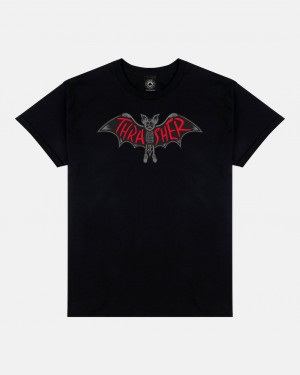 T-Shirts Thrasher Magazine Bat T-Shirt Negros | LPN-651273