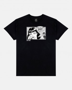 T-Shirts Thrasher Magazine Boyfriend T-Shirt Negros | VDN-678513