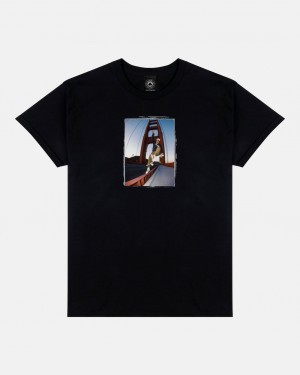 T-Shirts Thrasher Magazine Chuck Treece Golden Gate T-Shirt Negros | OWC-210539