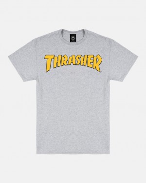 T-Shirts Thrasher Magazine Cover Logo T-Shirt Grises | YQU-584920