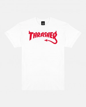 T-Shirts Thrasher Magazine Diablo T-Shirt Blancos | RSO-831972