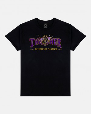 T-Shirts Thrasher Magazine Fortune T-Shirt Negros | DFZ-507894