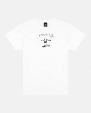 T-Shirts Thrasher Magazine Gonz T-Shirt Blancos | HON-695147