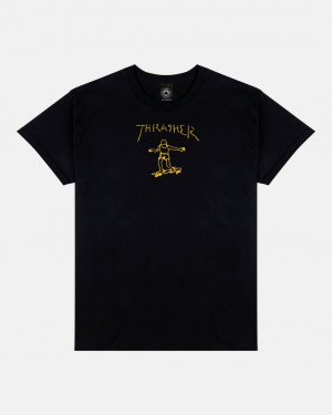 T-Shirts Thrasher Magazine Gonz T-Shirt Negros | KIV-512067