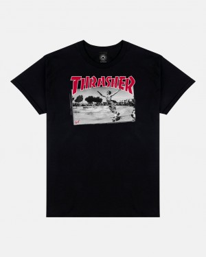 T-Shirts Thrasher Magazine Jake Dish T-Shirt Negros | CYF-548071