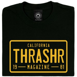 T-Shirts Thrasher Magazine License Plate T-Shirt Negros | ZVJ-317568