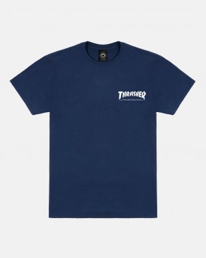 T-Shirts Thrasher Magazine Little Thrasher T-Shirt Azul Marino Azules | VFN-976051