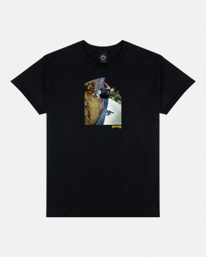 T-Shirts Thrasher Magazine Mic-E Wallride T-Shirt Negros | EAG-792045