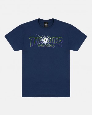 T-Shirts Thrasher Magazine Nova T-Shirt Azul Marino Azules | GCS-794168