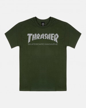 T-Shirts Thrasher Magazine Skate Mag T-shirt Verdes Grises | KXY-721940