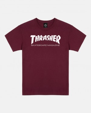T-Shirts Thrasher Magazine Skate Mag T-shirt Vino Granate | GYW-610945