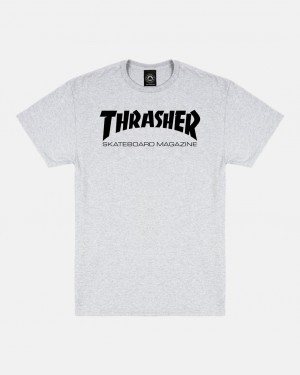 T-Shirts Thrasher Magazine Skate Mag T-shirt Grises Negros | WAJ-356279
