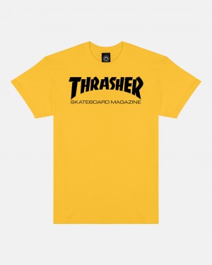 T-Shirts Thrasher Magazine Skate Mag T-shirt Dorados Negros | ARS-382709