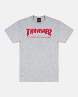 T-Shirts Thrasher Magazine Skate Mag T-shirt Grises Rojos | ZGD-173085
