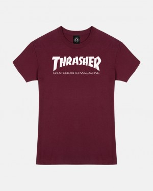 T-Shirts Thrasher Magazine Skate Mag T-shirt Vino Granate | SRX-813574