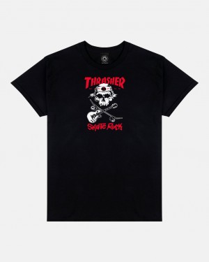 T-Shirts Thrasher Magazine Skate Rock T-Shirt Negros | QIJ-985327